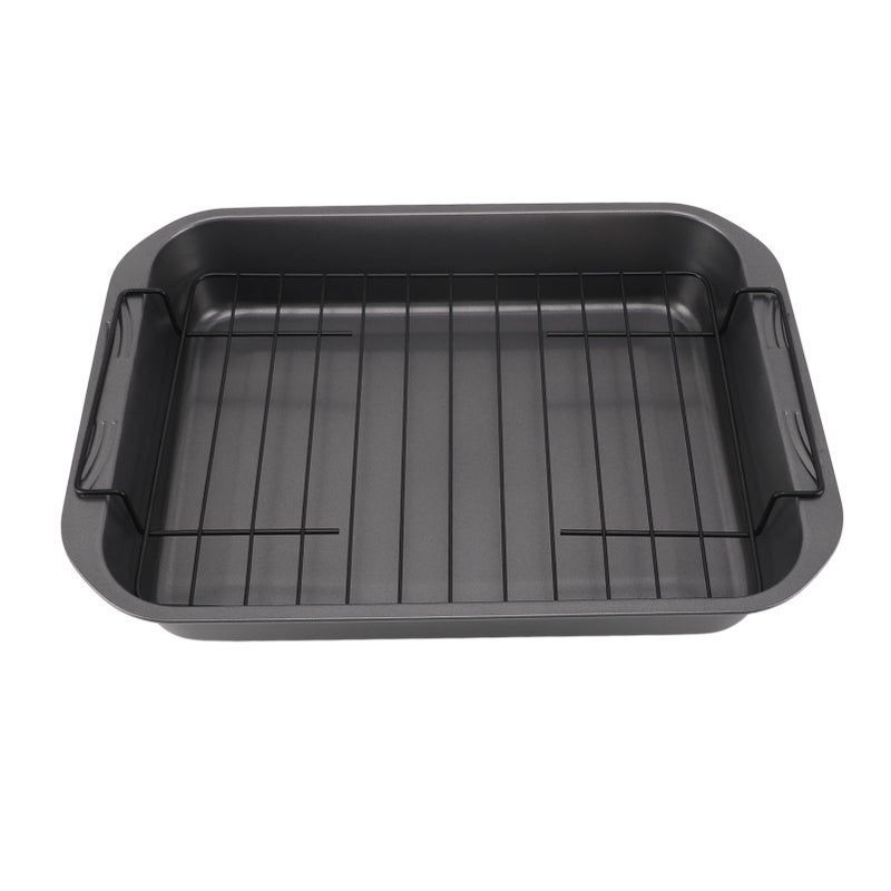 Roast Pan with Rack Rectangle Broiling Pan Carbon Steel Iron Handle Anti Stick Dishwasher Safe Baking Pan for Turkeys - Image 5