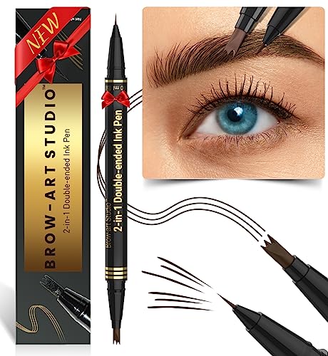 iMethod Microblading Eyebrow Pencil - Brow Pencil 2-in-1 Dual-Ended Eyebrow Pen with 3-Prong Micro-Fork-Tip Applicator and Precise Brush-Tip Creates Natural-Looking Brows, Stay on All Day, Black Brown - Image 1