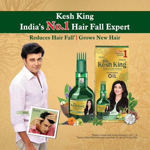 Kesh King Ayurvedic Hair Oil | Herbal Oil with Bhringraj & Amla | Enhance Hair Growth | Reduce Hairfall | Nourishes Scalp | Provides Long & Thick Hair | 1.69 Fl Oz/50ml - Image 3