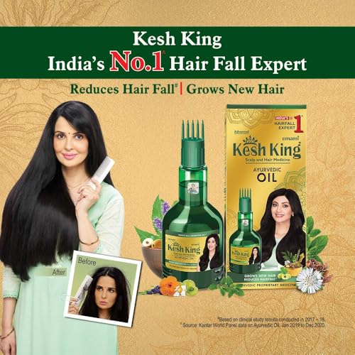 Kesh King Ayurvedic Hair Oil | Herbal Oil with Bhringraj & Amla | Enhance Hair Growth | Reduce Hairfall | Nourishes Scalp | Provides Long & Thick Hair | 1.69 Fl Oz/50ml - Image 4