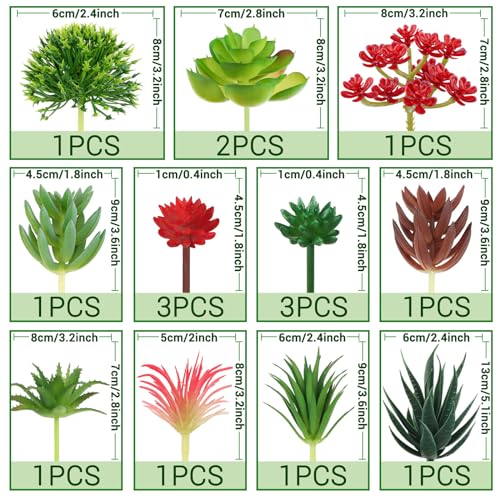 QUOZUO Artificial Succulents Plants, 16pcs Fake Succulents Plant for DIY Home Floral Wall Garden Office Party Decoration Colorful (Unpotted) - Image 2