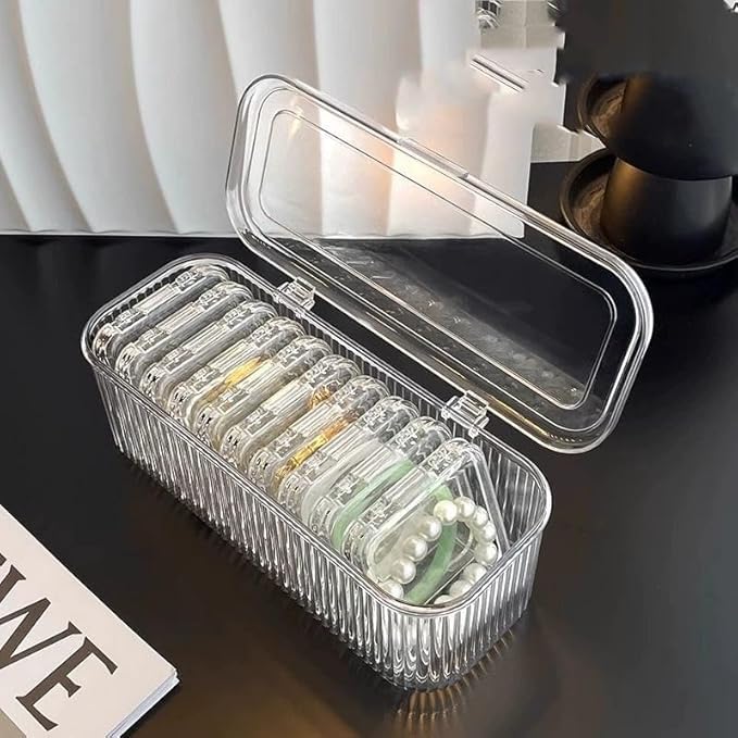 Invite Enterprise Acrylic Jewelry Box with 10 Mini Storage Cases | Portable Anti-Oxidation Transparent Jewelry Storage Box for Earrings, Rings, Bracelets, Necklaces, Watches for Women & Girls (Jewelry Case [Pack Of 1]) - Image 1