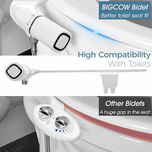 BIGCOW Ultra-Slim Bidet Attachment for Toilet - Dual Nozzle (Frontal & Rear Wash) with Adjustable Cold Water Pressure and Stainless Steel Inlet - Hygienic Solution for Fresh Cleanliness, Black 1 Pcs - Image 3
