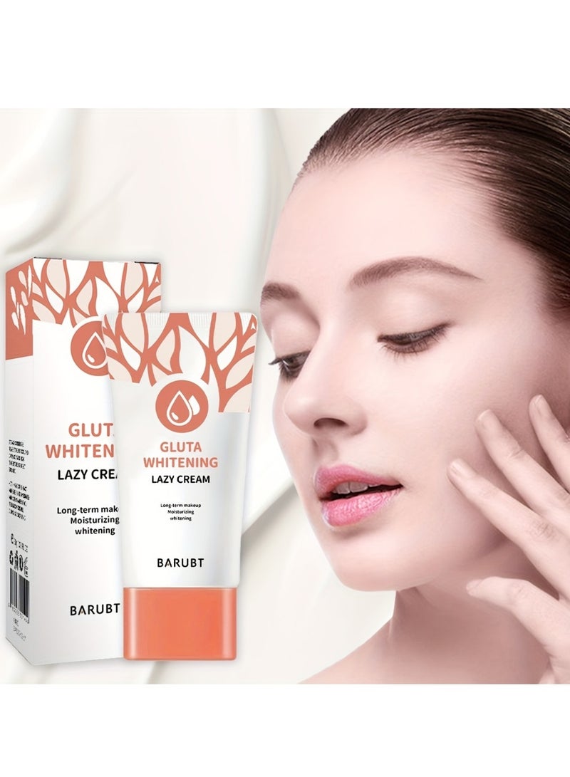 BARUBT Gluta Whitening Lazy Cream 30G Moisturizing Brightening Lazy Cream  Brighten Cover Blemishes Non Sticky Brighter and Whiter Face and Skin Gel Anti Aging Dark Spot Remover Moisturizer Tone Up Cream - Image 2
