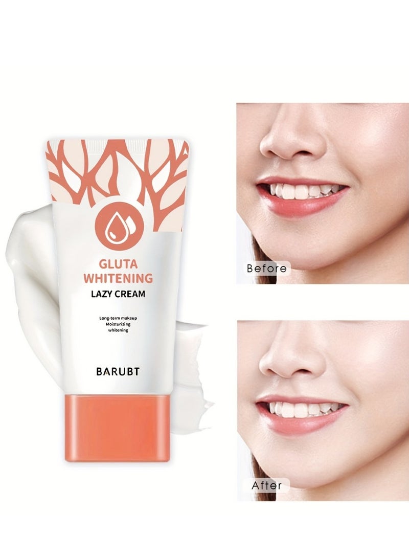BARUBT Gluta Whitening Lazy Cream 30G Moisturizing Brightening Lazy Cream  Brighten Cover Blemishes Non Sticky Brighter and Whiter Face and Skin Gel Anti Aging Dark Spot Remover Moisturizer Tone Up Cream - Image 4
