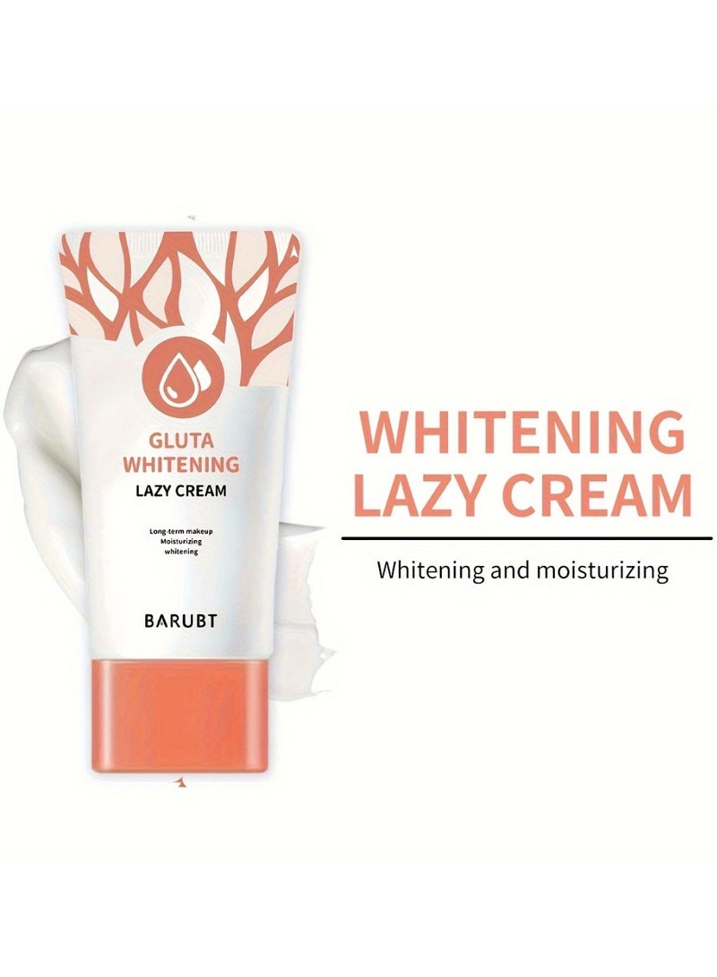 BARUBT Gluta Whitening Lazy Cream 30G Moisturizing Brightening Lazy Cream  Brighten Cover Blemishes Non Sticky Brighter and Whiter Face and Skin Gel Anti Aging Dark Spot Remover Moisturizer Tone Up Cream - Image 3