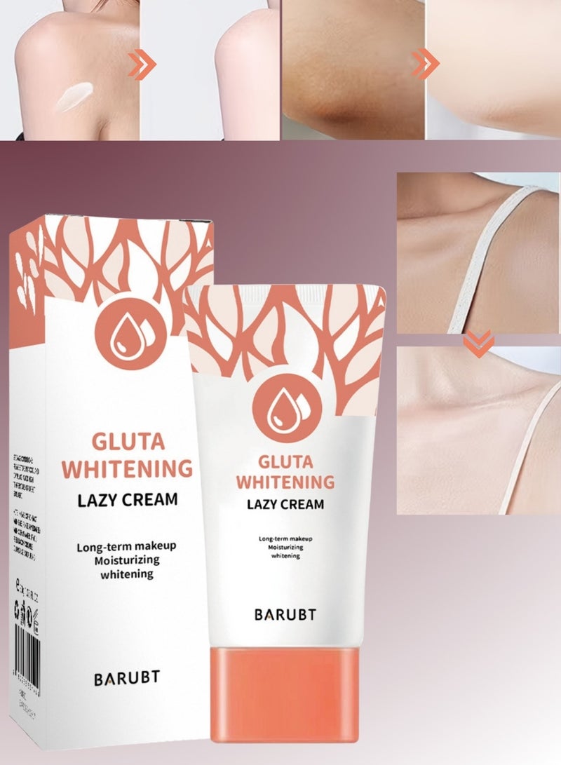 BARUBT Gluta Whitening Lazy Cream 30G Moisturizing Brightening Lazy Cream  Brighten Cover Blemishes Non Sticky Brighter and Whiter Face and Skin Gel Anti Aging Dark Spot Remover Moisturizer Tone Up Cream - Image 1