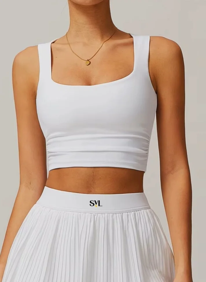 SVL Women's Sports Top with Built-in Bra - White - SVL