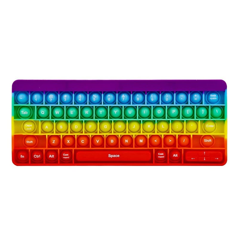 Fetinar Push Toy Pop Bubble Fidget Sensory Toys Push It Pop Fidget Toys Rainbow Keyboard Shape, Pop Silicone Popper Toy Anxiety Stress Reliever Relief Autism Learning Materials Game Gift for Kids (Rainbow) - Image 1