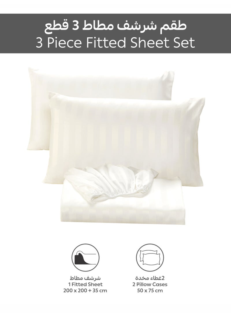 Donetella Premium 3 Piece – 200×200 cm Super King Striped Fitted Sheet, and 35 cm Deep Pocket, Secure All-Around Elastic Fit, No Excess Fabric. - Image 4