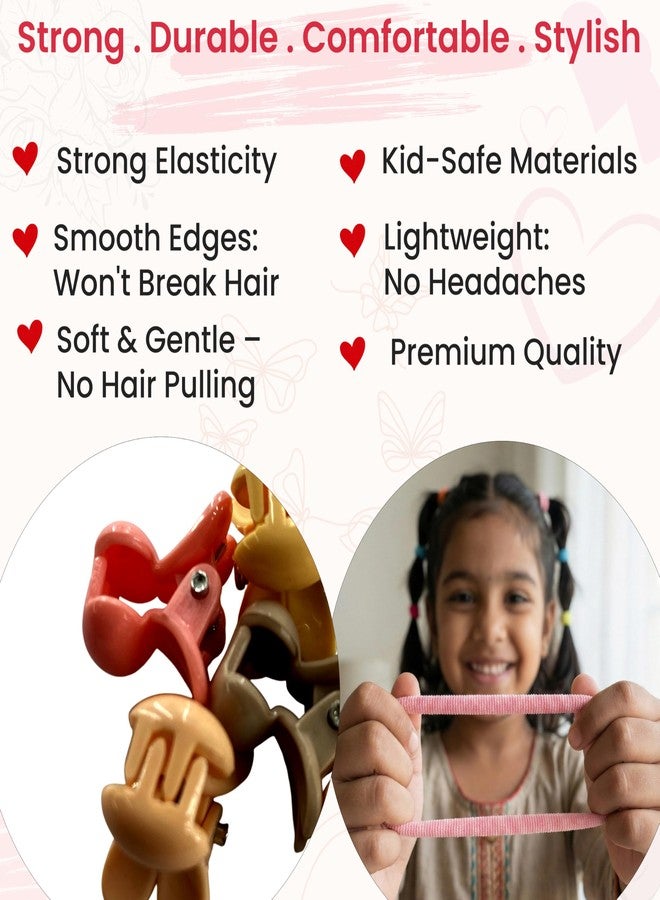 TEMPERIA Hair Accessories Birthday Gift Items for Girls & Kids | Combo of Hair Claw Clips, Rubber Band, Hair Pins & More | Cute Hair Styling Kit for Baby Girls for Party & Wedding | Multicolor -150pcs - Image 5