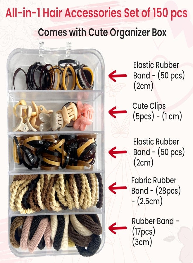 TEMPERIA Hair Accessories Birthday Gift Items for Girls & Kids | Combo of Hair Claw Clips, Rubber Band, Hair Pins & More | Cute Hair Styling Kit for Baby Girls for Party & Wedding | Multicolor -150pcs - Image 2