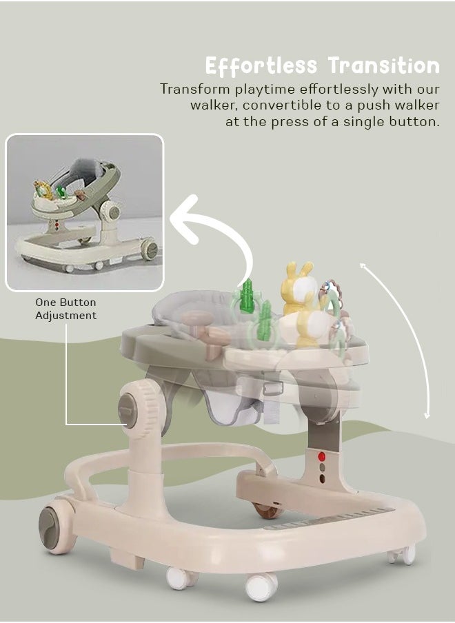 BAYBEE 2 in 1 Baby Walker for Kids, Baby Push Walker with 3 Adjustable Height, Speed Adjustable, Foldable Kids Walker with Light, Musical & Food Tray Toddler Walker for Baby 6 to 24 Months Boy Girl Grey  - Image 5