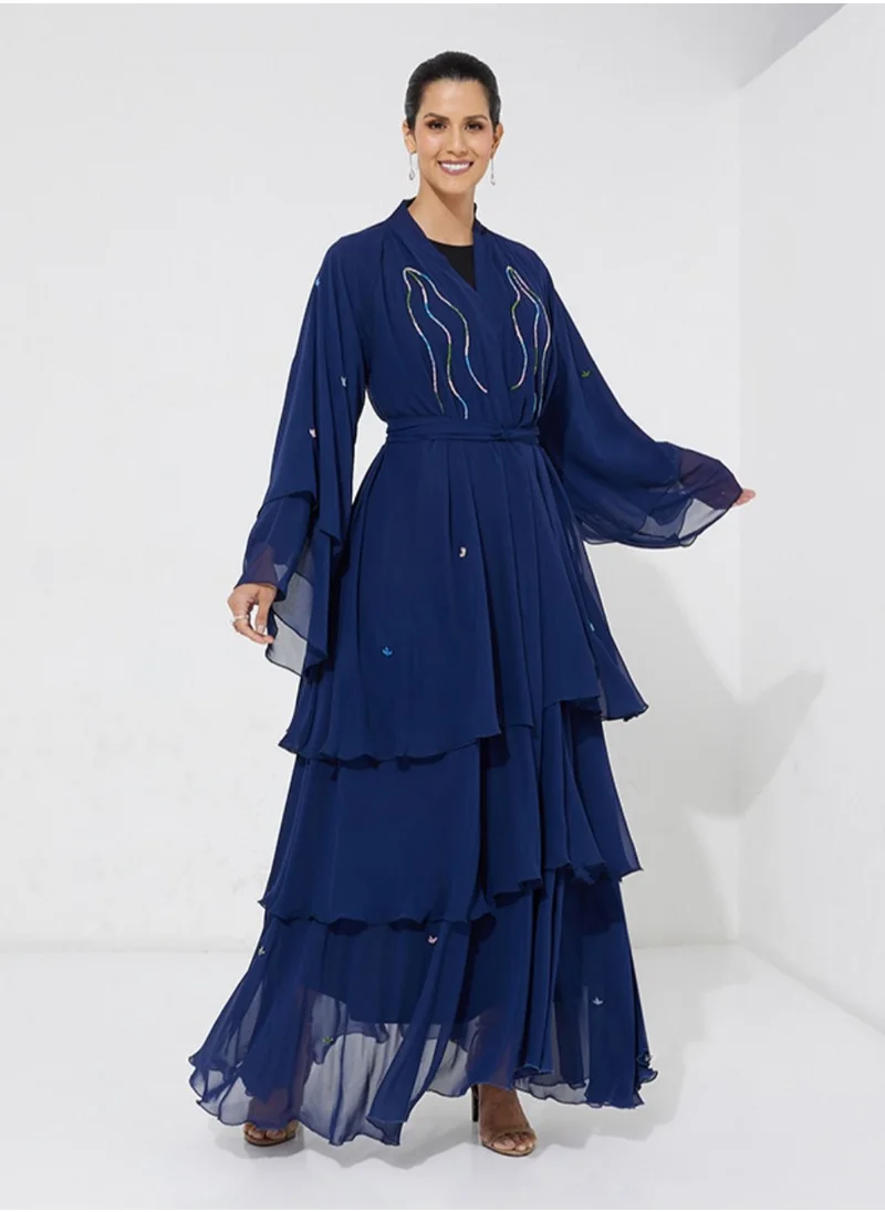 Rosette Abaya Navy Chiffon E