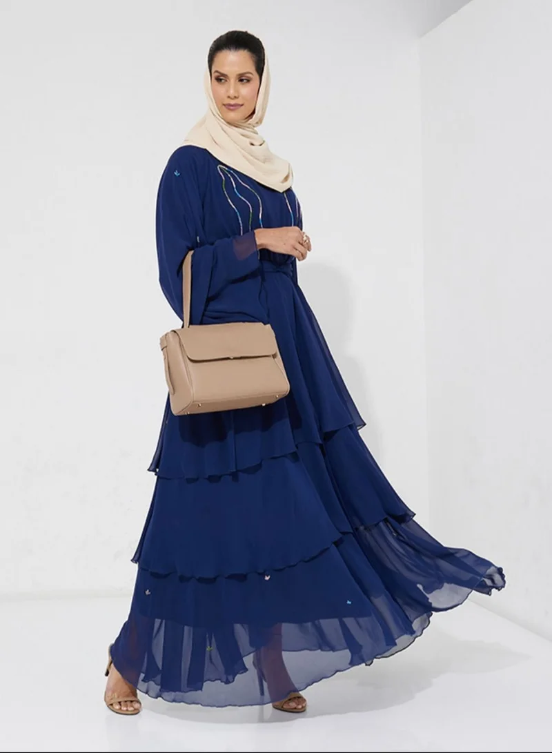 Rosette Abaya Navy Chiffon E