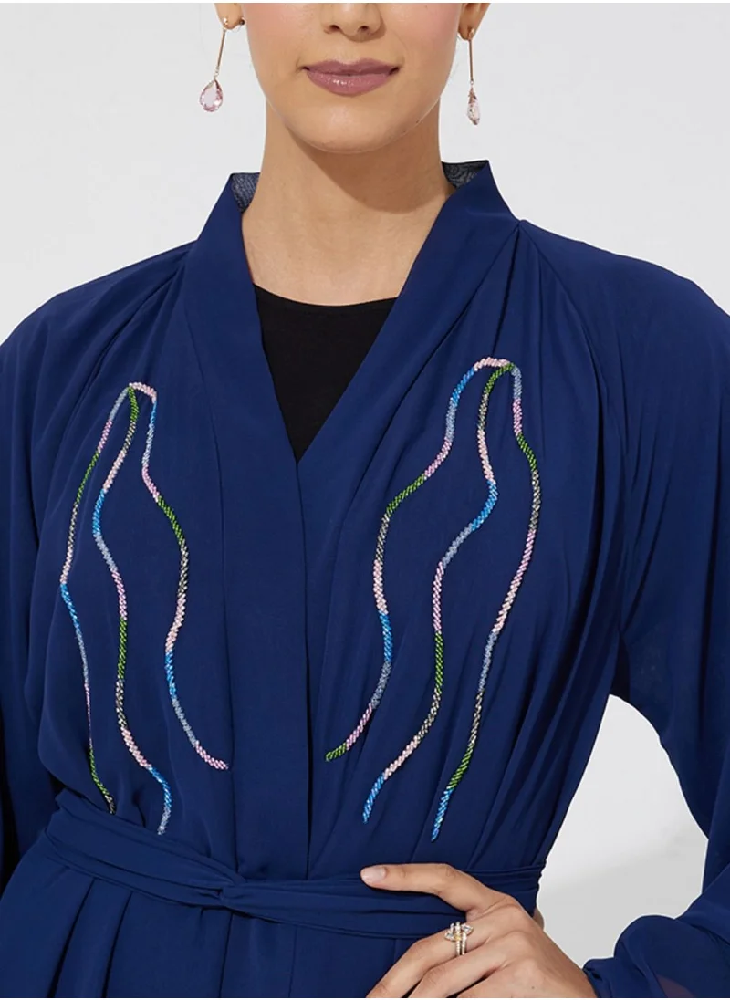 Rosette Abaya Navy Chiffon E