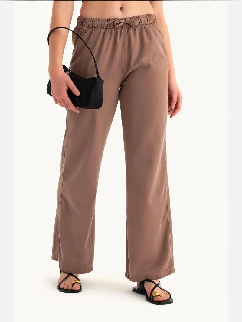 HICCUP High Waist Drawstring Straight Leg Trousers