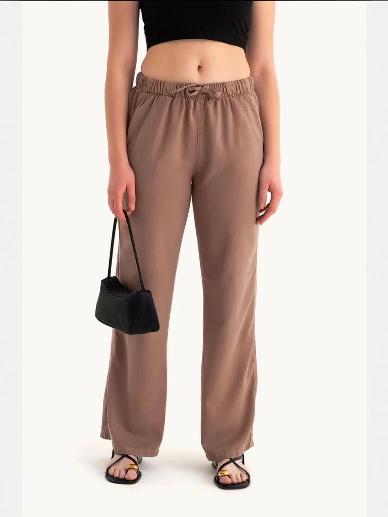 HICCUP High Waist Drawstring Straight Leg Trousers