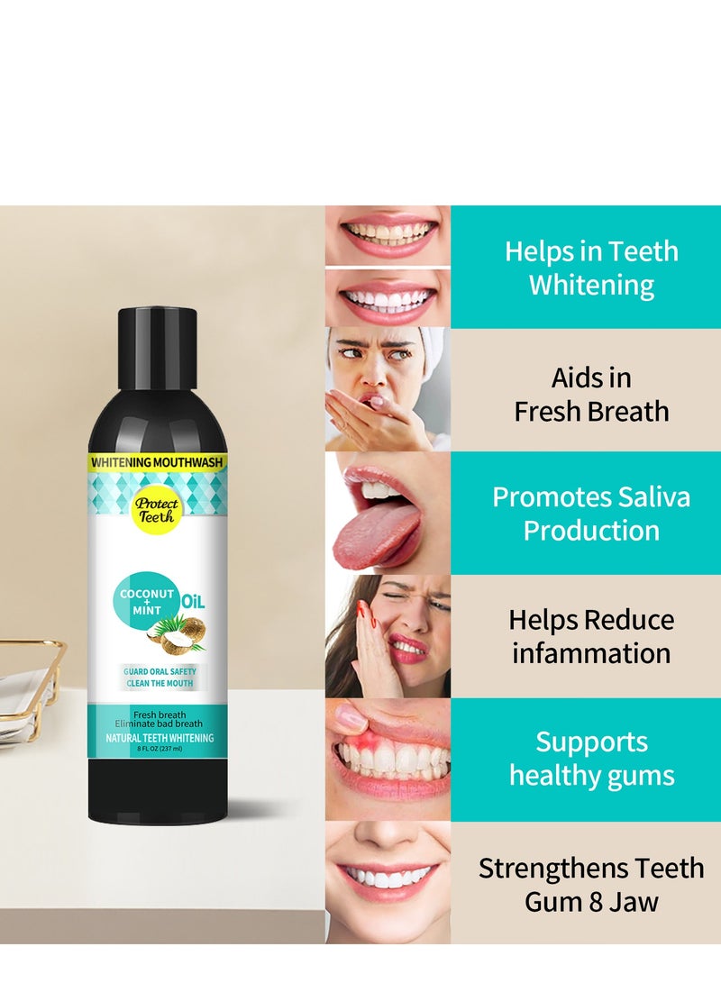 BabboSow Natural Coconut Oil Mouthwash, Whitening Mouthwash, Mouthwash Oil Containing Coconut Oil and Peppermint Oil, Fresh Breath, Whiten Teeth, Good for Teeth and Gum Health 8oz (With Tongue Scraper) - Image 3