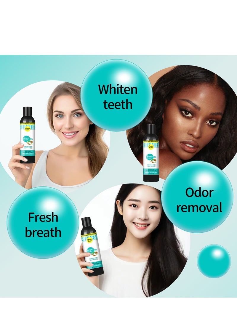 BabboSow Natural Coconut Oil Mouthwash, Whitening Mouthwash, Mouthwash Oil Containing Coconut Oil and Peppermint Oil, Fresh Breath, Whiten Teeth, Good for Teeth and Gum Health 8oz (With Tongue Scraper) - Image 5