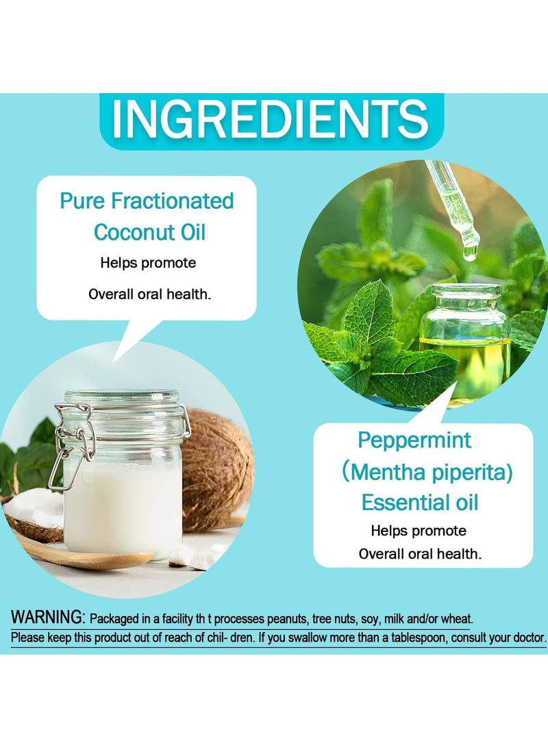 BabboSow Natural Coconut Oil Mouthwash, Whitening Mouthwash, Mouthwash Oil Containing Coconut Oil and Peppermint Oil, Fresh Breath, Whiten Teeth, Good for Teeth and Gum Health 8oz (With Tongue Scraper) - Image 2