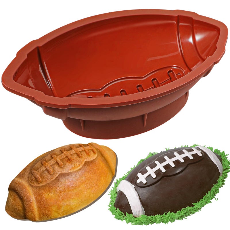 Webake Football Cake Pan 11 Inch Nonstick Football Shaped Silicone Mold for Baking 3D Breakable Chocolate Mold SportsThemed Party