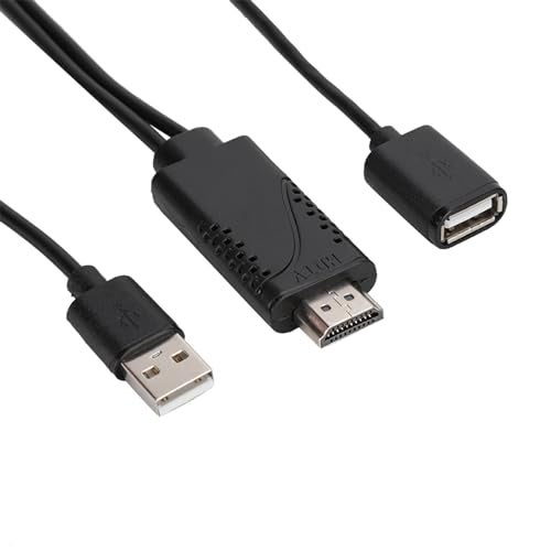 Mrisata 2 in 1 1080P USB to HDMI Adapter, USB Female to HDMI Male, iPhone Android, Black, 1M - Image 1