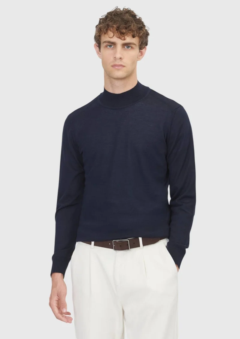 Ramsey Navy Blue Knitwear Sweatshirt