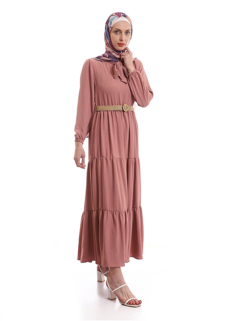 Puritopia - Tiered Plain Cashmere Dress With Removable Belt - Image 1