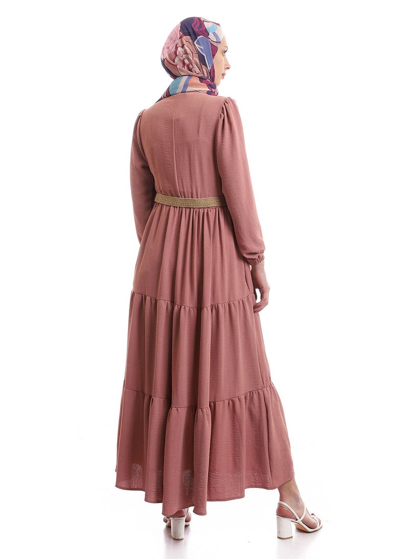 Puritopia - Tiered Plain Cashmere Dress With Removable Belt - Image 1