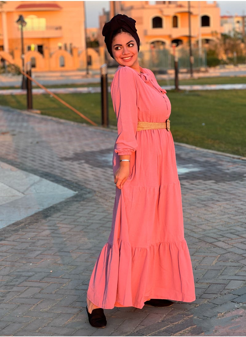 Puritopia - Tiered Plain Cashmere Dress With Removable Belt - Image 1