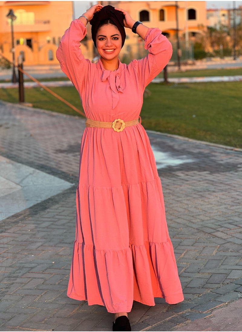 Puritopia - Tiered Plain Cashmere Dress With Removable Belt - Image 1