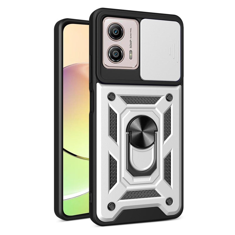 HuHa Case Cover For Motorola Moto G53 / G13 / G23 5G Sliding Camera Cover Design TPU+PC Phone Case(Silver) - Image 1