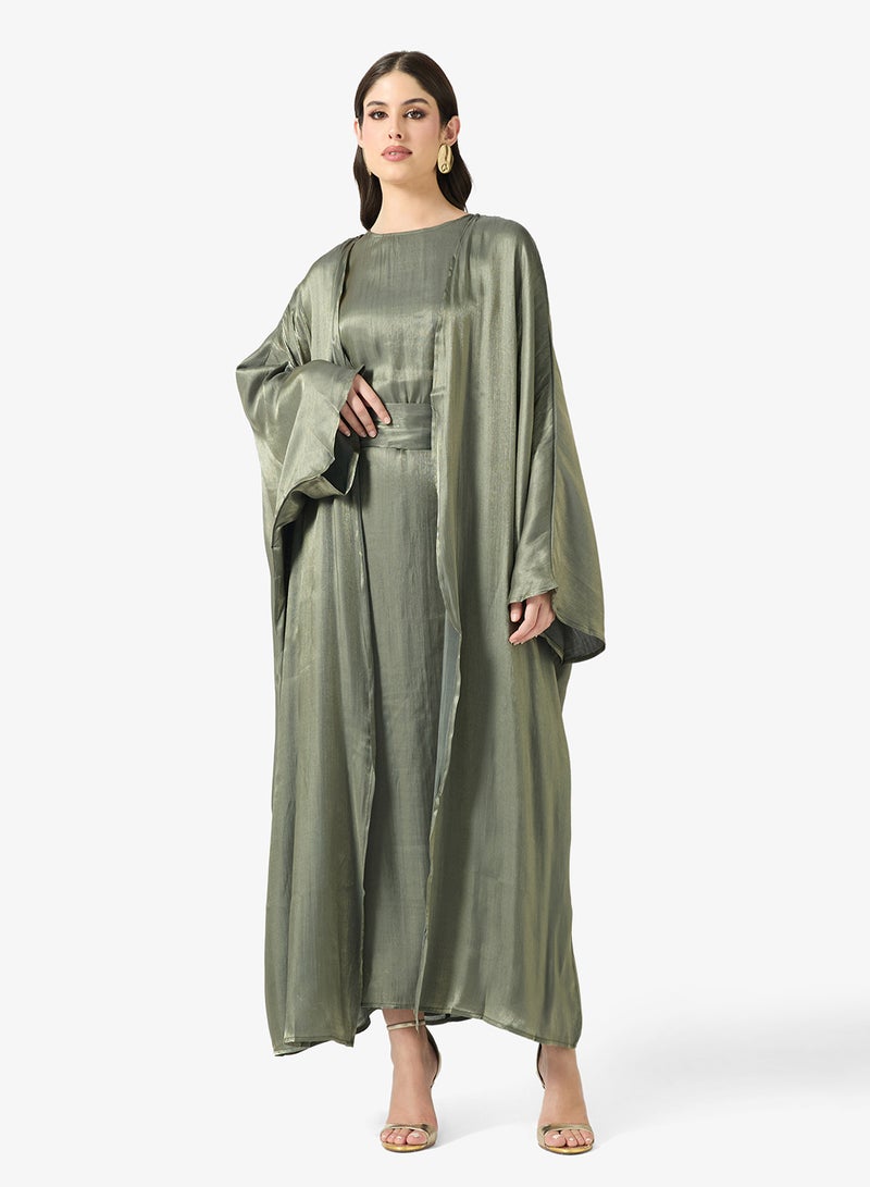 Khizana Tonal Abaya With Inner Dress - Image 1