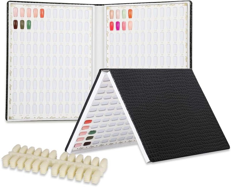 BNG Nail Book 216 Colors Art Chart Professional Gel Polish Display Card with 240 Pcs False Nails Tips