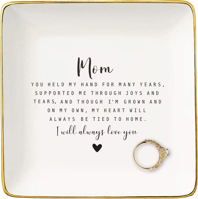 NZY Mother of the Bride Gifts from Bride,Bridal Shower Gift for Mother,Wedding Present for Mom from Daughter-Thank You Present for Mom-I Will Always Love You-Ceramic Jewelry Tray Trinket Holder Ring Dish - Image 1