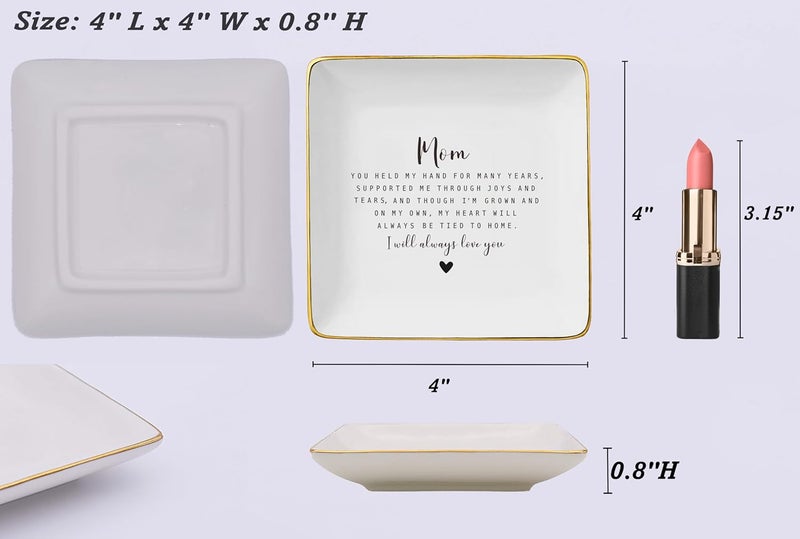 NZY Mother of the Bride Gifts from Bride,Bridal Shower Gift for Mother,Wedding Present for Mom from Daughter-Thank You Present for Mom-I Will Always Love You-Ceramic Jewelry Tray Trinket Holder Ring Dish - Image 5
