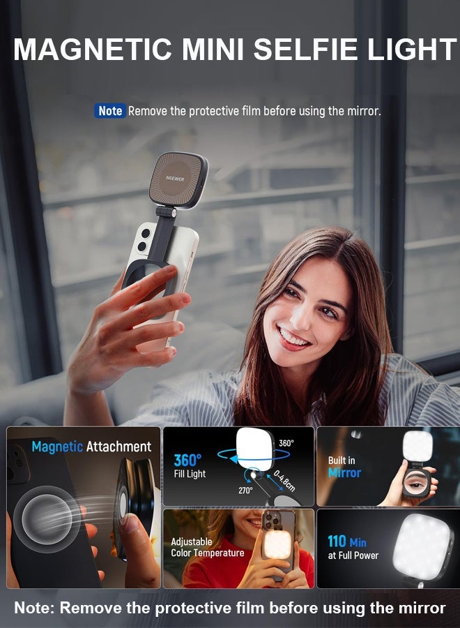 Sahramart Black Magnetic Led Selfie Light for iPhone, Portable Selfie Fill Light for iPhone, Pocket Size Phone Light for Video Recording/Selfies/TikTok/Live Streaming - Image 3