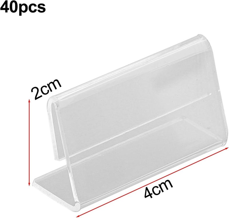Set Of 40 Transparent for acrylic Sign Holders L Shape Design For Displaying Names And Labels In Offices Or Hotels(2 * 4cm) - Image 2