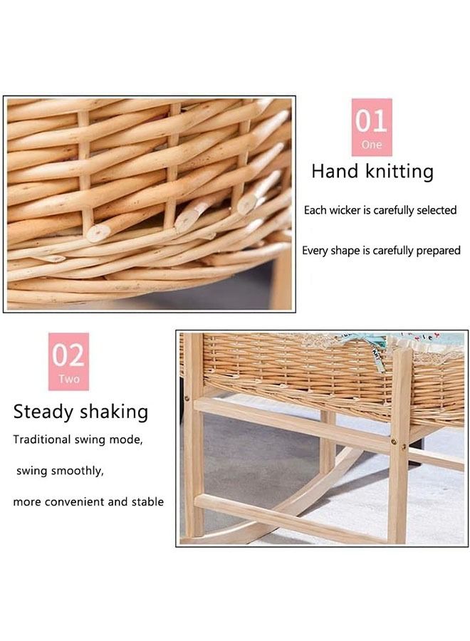 Moses Basket Me Cream Gingham and Waffle Dressing for Moses or Wicker Baskets，Bolga Woven baby bed, Newborn baby gift, modern baby bed - Image 3