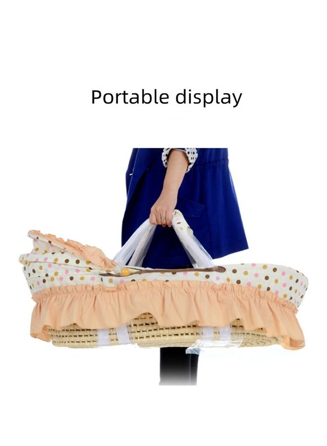 Moses Basket Me Cream Gingham and Waffle Dressing for Moses or Wicker Baskets，Bolga Woven baby bed, Newborn baby gift, modern baby bed - Image 4