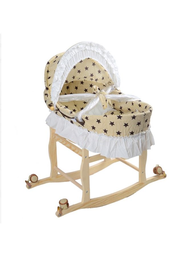 Moses Basket Me Cream Gingham and Waffle Dressing for Moses or Wicker Baskets，Bolga Woven baby bed, Newborn baby gift, modern baby bed - Image 1