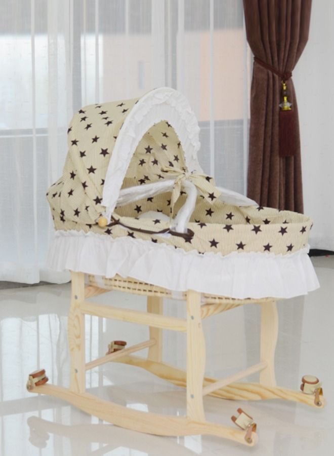 Moses Basket Me Cream Gingham and Waffle Dressing for Moses or Wicker Baskets，Bolga Woven baby bed, Newborn baby gift, modern baby bed - Image 2