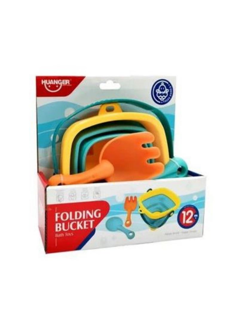 HUANGER Foldable beach bucket for boys and girls aged 12 months and above. - Image 1
