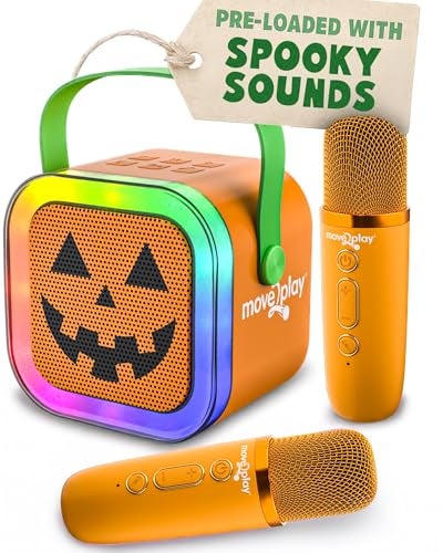 Move2Play Halloween Karaoke Machine Spooky Soundtrack Voice Effects Includes 2 Microphones Bluetooth Wireless Music Player Indoor Outdoor Halloween Decoration for Kids Adults - Image 1