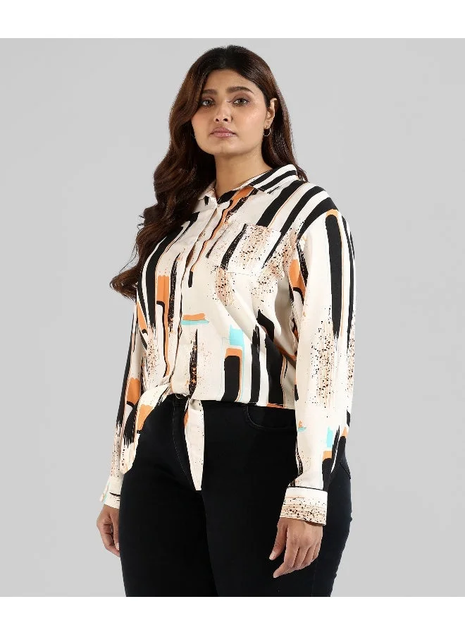 انستافاب بلس قمصان نسائية كاجوال بطبعة جرافيك برباط سحب