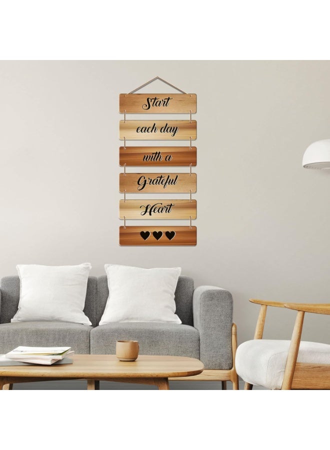 Artvibes Start Each Day with a Grateful Heart Designer Wall Hanging Wooden Art | Quotes Decor Item | Wall Poster | Office Decor | Wall Art Print | Inspirational quotes | Gift Items (WH_3245N) - Image 3