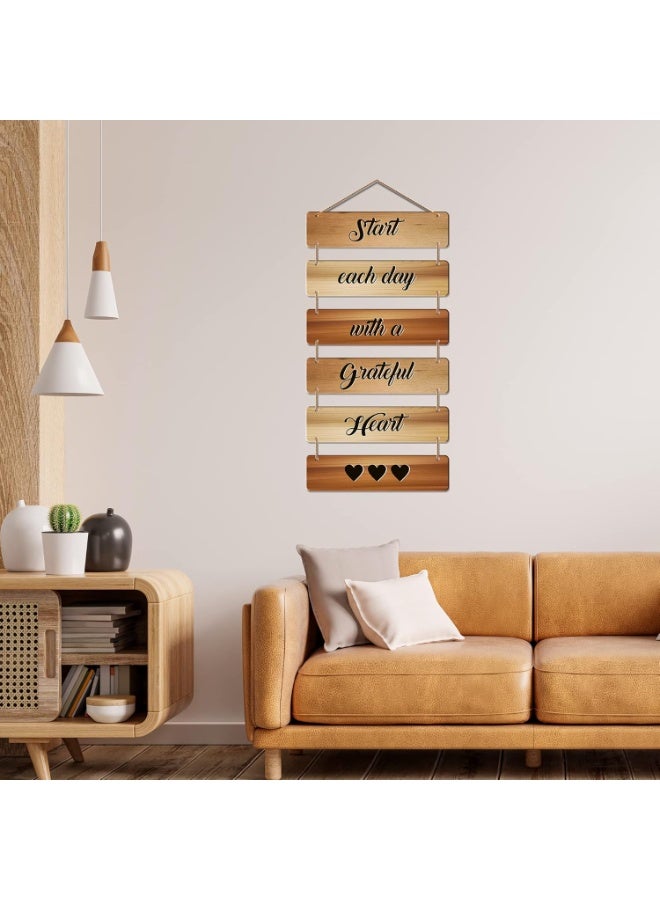 Artvibes Start Each Day with a Grateful Heart Designer Wall Hanging Wooden Art | Quotes Decor Item | Wall Poster | Office Decor | Wall Art Print | Inspirational quotes | Gift Items (WH_3245N) - Image 2