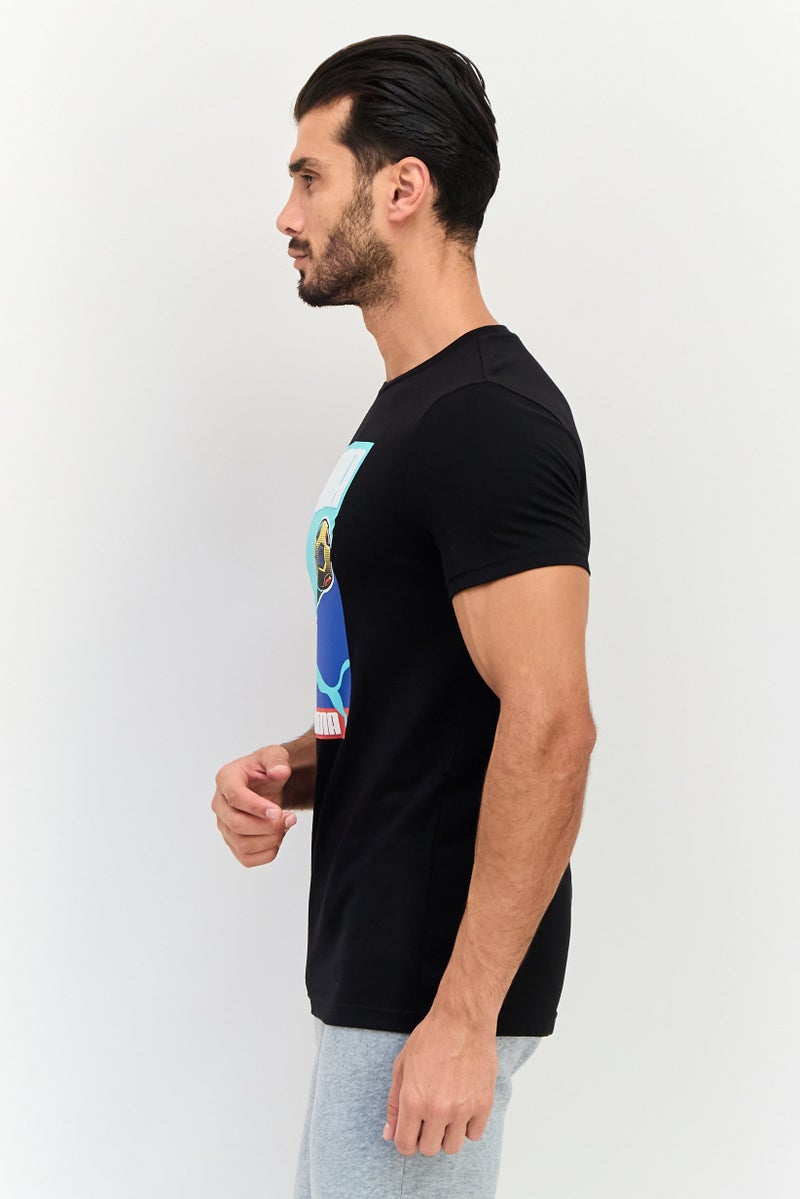 PUMA تي شيرت رجالي ضيق الأكمام قصير للخارج، أسود - Image 2