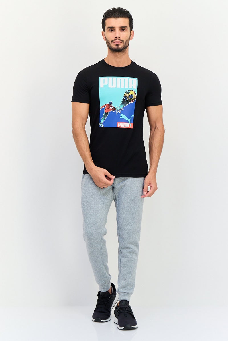 PUMA تي شيرت رجالي ضيق الأكمام قصير للخارج، أسود - Image 4